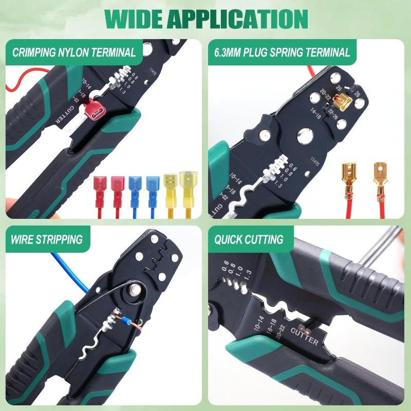 Crimper Tool With Stripper Cutter,Multifunctional Crimping Pliers Terminal Pliers For Insulated Electrical Connectors(22-10 AWG)