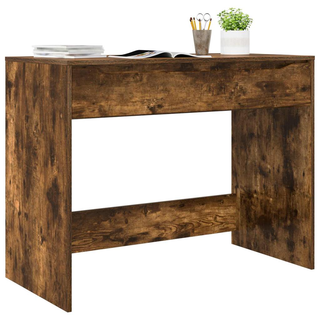 Desk with Drawer Smoked Oak Finish 100 x 50 x 78 cm