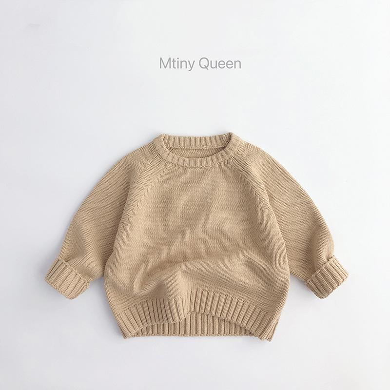Kids' Spring & Autumn Retro Knit Sweater — Korean Style Raglan Sleeve Pullover for Boys & Girls, 100% Cotton.