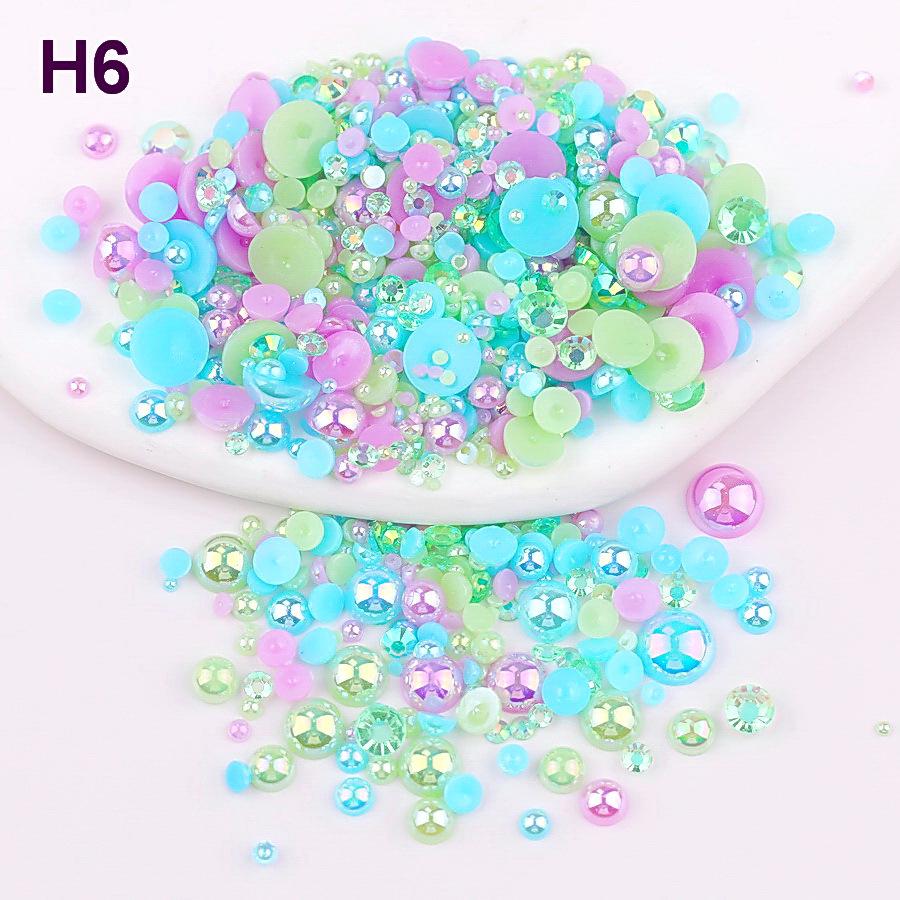 2mm-10mm Mixed Pearl & Resin AB Plated Half-Round ABS Imitation Pearl DIY Accessories