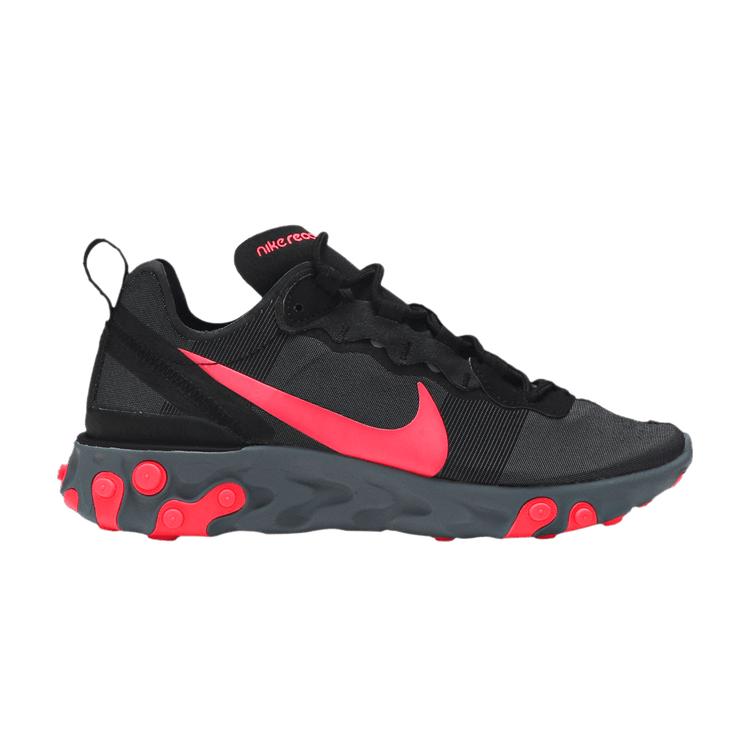 Damensneaker Nike React Element 55 Schwarz Solar Rot (Damen) Schwarz/Sonnenrot-Kühlgrau-Dunkelgrau 38.5 black
