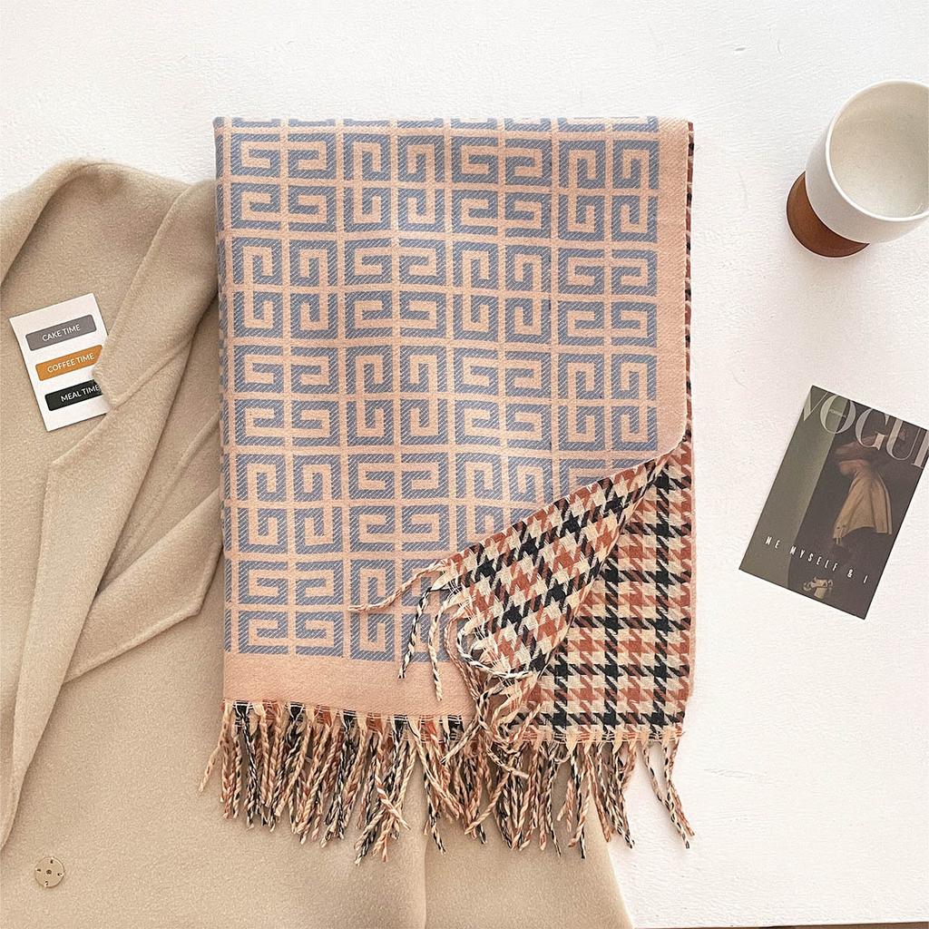 Winter Cashmere Scarf Women Double-Sided Jacquard Female Shawl Wrap Scarves Thick Warm Blanket Tassels Pashmina