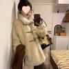 Women's Eco-friendly Horn Button Lambswool Coat - Mid-length, Thickened Fur, 2025 Autumn/Winter Style