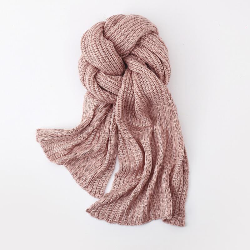 Autumn and winter versatile knitted wool scarf women's new high-end solid color couple scarf high quality