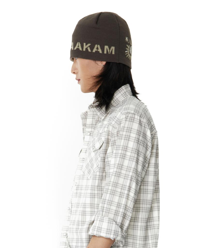 AAKAM Small Sun Jacquard Beanie (Brown)