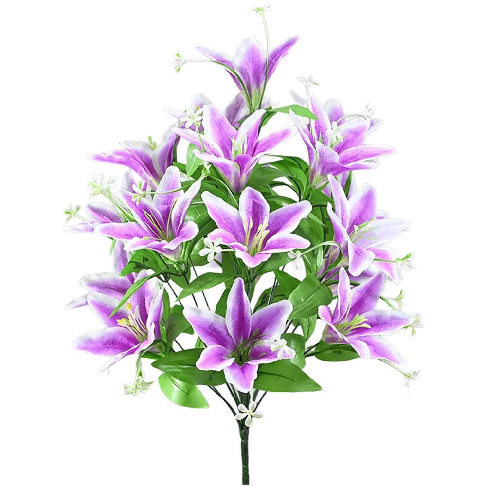 18 Heads Silk Lily Flowers for Interior Styling Living Room Dining Area Entryway and Studio Set Design Decoration