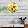 2D Flat, 1pc Round Aluminum Hanging Sign, Bright Sunflower & Monarch Butterfly Metal Wall Art, Floral Daisy Bouquet Design, Perfect for Garden