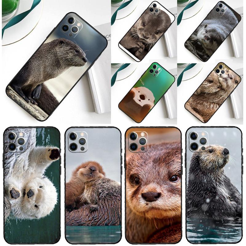 Animal Otter Cute Phone Case For iPhone 16 15 Pro Max 12 13 Mini 11 14 Pro Max XR 16 15 Plus 16e Cover Coque