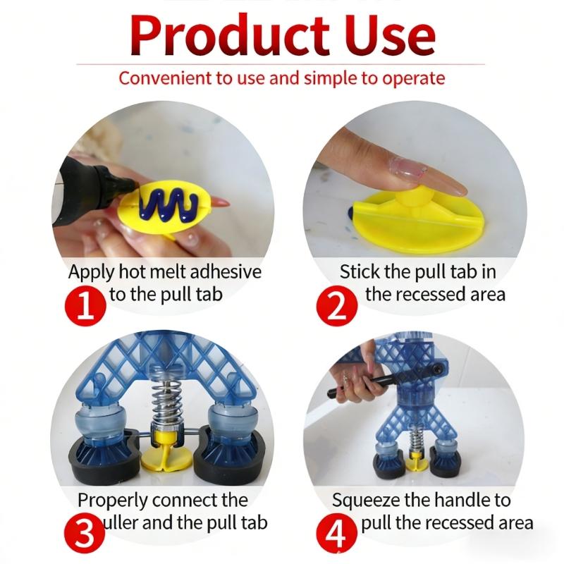 Yellow Nylon Dents Fixing Tool Pullers Set Of 6 For Smooth Motorcycle Auto Body Panel Dents Removal Using Hot Melt Glues