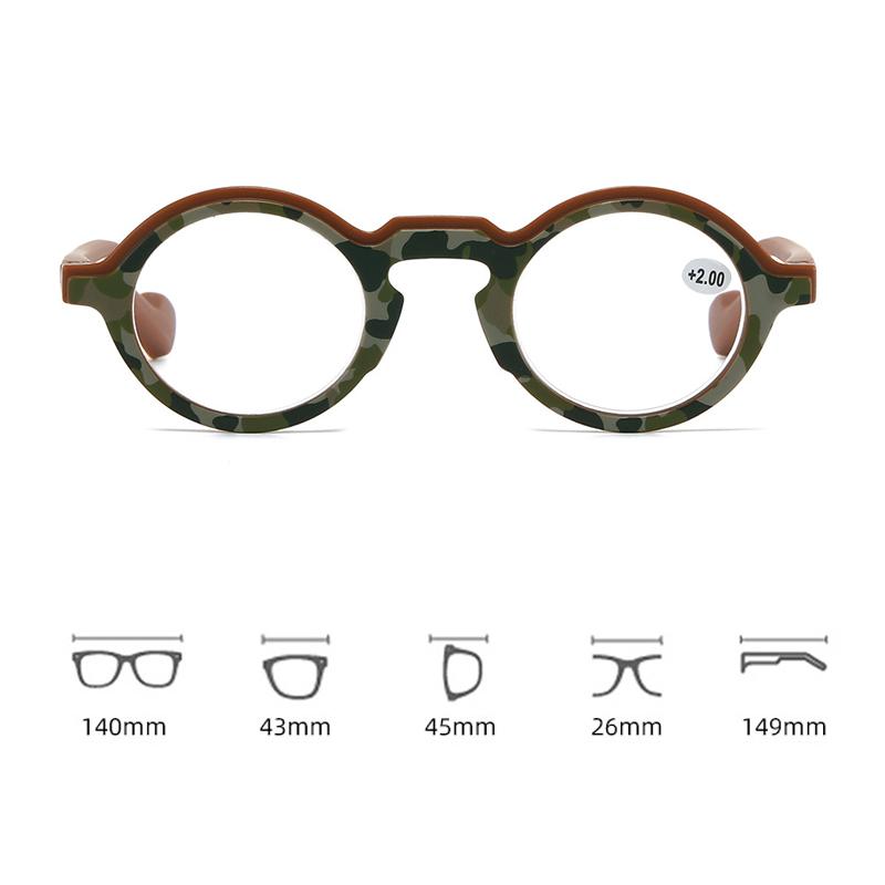 Color-blocked Round Reading Glasses Men Women Fashion Small Size Retro Optical Presbyopia Eyeglasses Plus Diopter +1.0 To +4.0