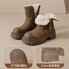 Augustine Fleece Martin Boots Women's Winter 2025 New Thickened Brown Short Boots Thick Heel Platform Snow Cotton Shoes