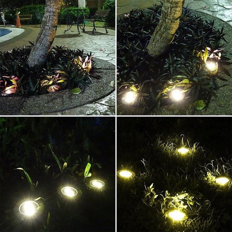 1pcs 12-LED Solar Power Buried Light Under Ground Lamp Outdoor Path Way Garden Decking Warm White Light Lawn Lamp