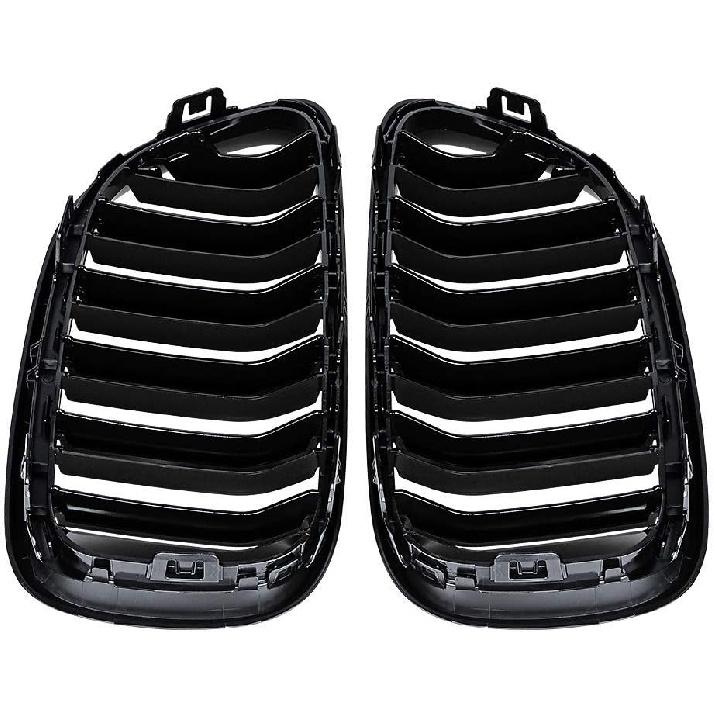 Carbon Fiber Dual Slat Front Hood Kidney Grilles Grill Compatible for BMW F22 F23 M2 2014-2018 for BMW 225i 218i 220i(Black-Carbon Fiber)