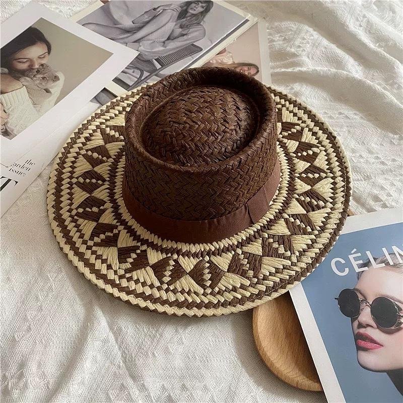 Flower Braided Straw Hat for Women To Travel To the Beach for Vacation, Travel Sun Protection Hat, Beach Hat