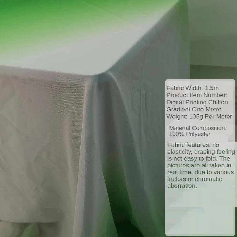 100D Gradient Chiffon Fabric By The Meter Per for Dress Skirt Clothing Sewing Drape Textile Summer Plain Cloth Black White Blue