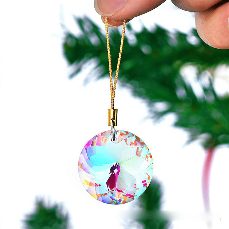 12PC Set Christmas Decoration Decorations Round Prism Tree Wedding 30mm Mini Flower Christmas Crystal Glass