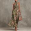 Women's Sexy Halter-neck, Figure-hugging Net-sleeved, Irregularly Slit Dress For Summer