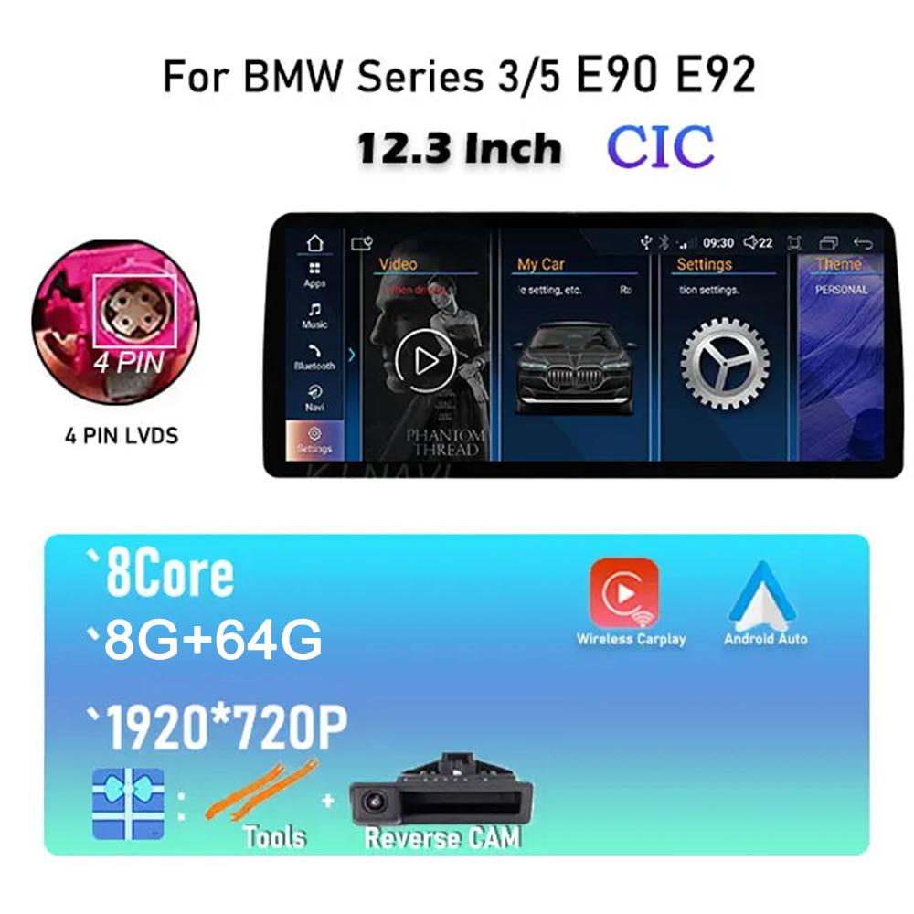 New 12.3 Inch IPS Screen Android 14 For BMW Series 3/5 E60 E61 E90 E92 Car Radio Player Multimedia GPS Navigation Video