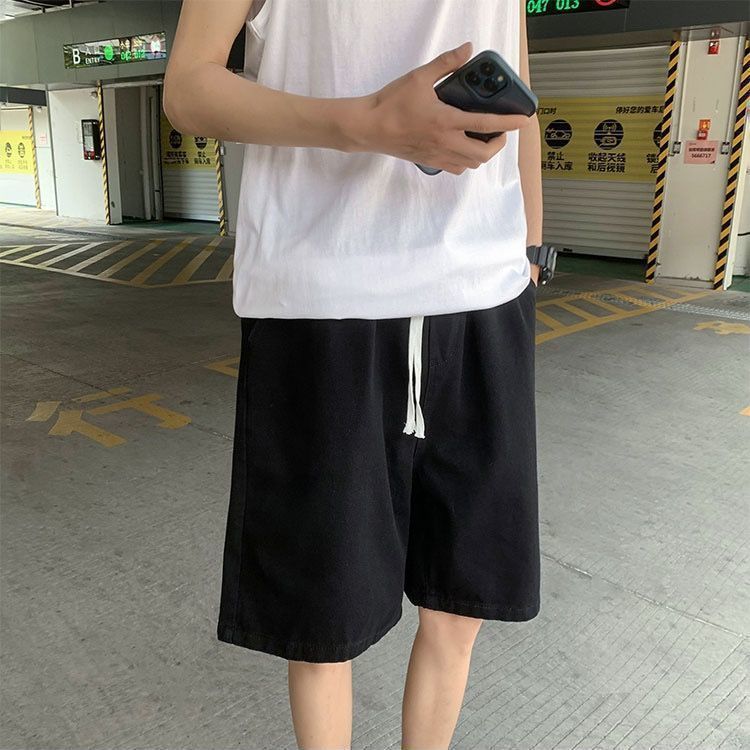 Men's Summer Thin Version Loose Straight-Leg Denim Shorts Youth Handsome Casual Five-Piece Pants