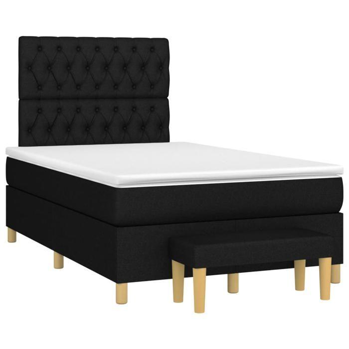 Exclusive House - Bed Slat Base with Mattress Black 120x200 Cm Fabric