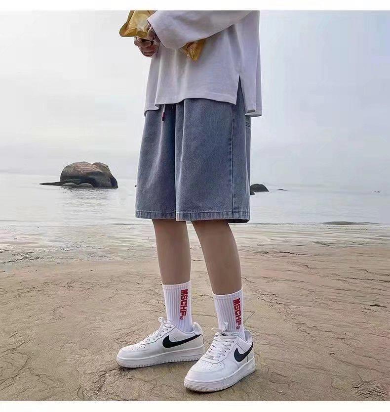 Men's Japanese Straight Denim Summer Shorts - Thin, Versatile, Loose Mid-Length, Wide-Leg Casual Design