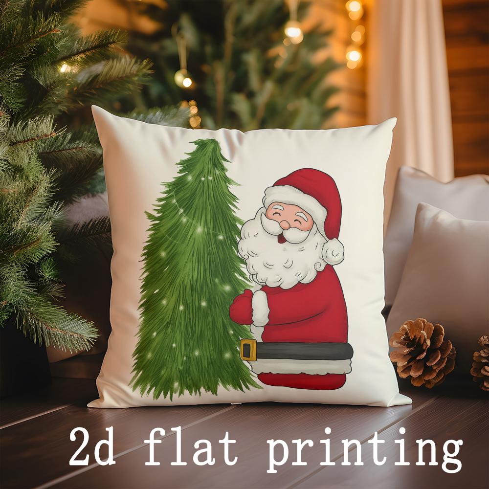 

Домашний Декор Рождественская Елка и Санта Подушки Подходят для дивана Спальни Автомобиля Наволочка Подушка Прямоугольная Подушка для спины 16x16Inch