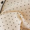 Women's Polka Dot Crinkle Cotton Pajama Set - Long Sleeve & Pants, Japanese Style, Soft Spring/Summer Homewear