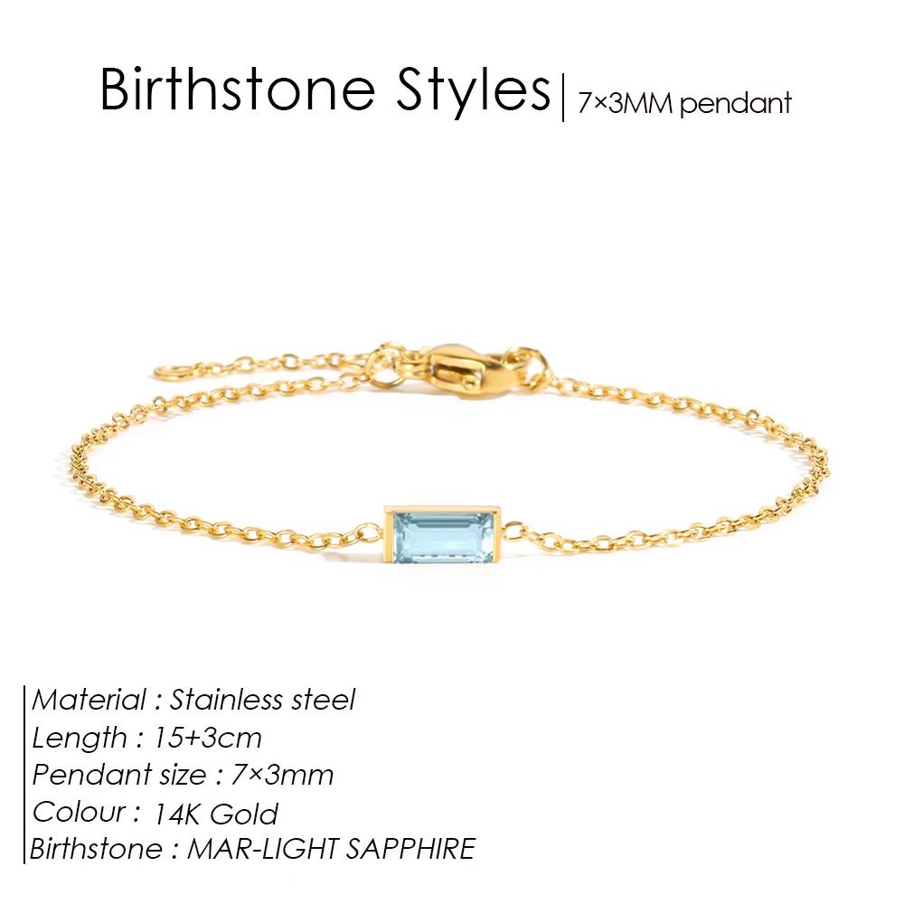 eManco Personalized Minimalist Birthstone Bracelet Stainless Steel PVD Gold Color Women's Birthday Gifts Daily Wear Celebrations