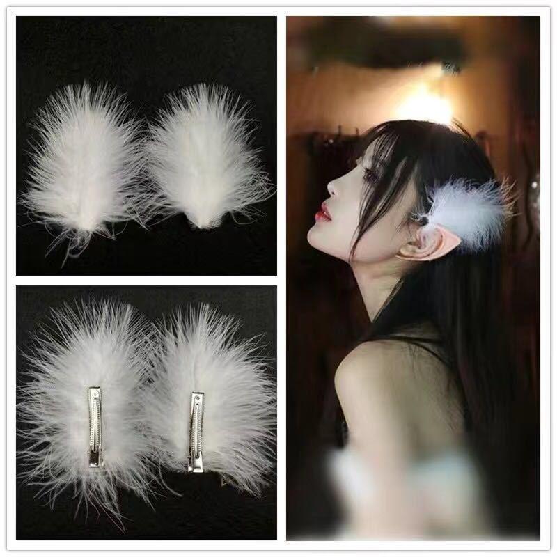 1/2 Pcs Fairy White Feather Hair Clip Headdress Wedding For Women Girls Daily Personality Sweet Feather Barrettes Hair Acce