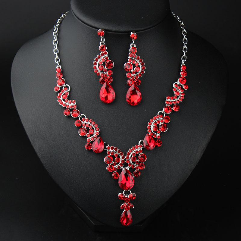 Versatile Crystal Clavicle Necklace Earrings Set Simple Dress Women'S Jewelry