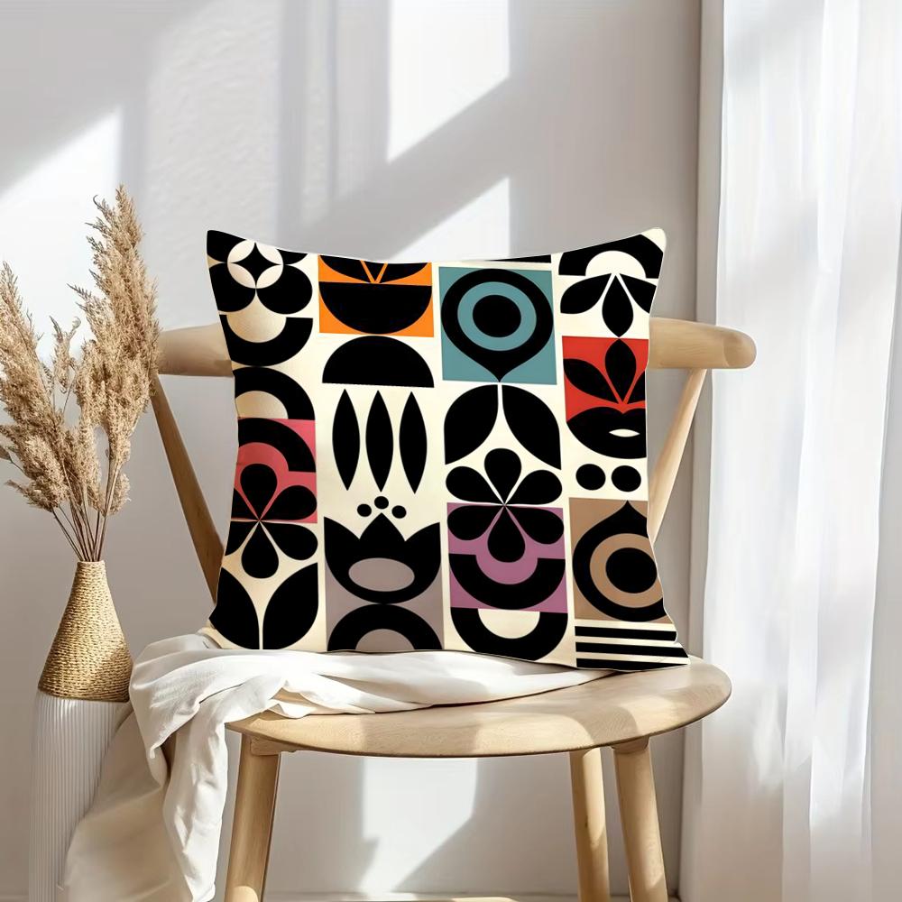 Black Geometric Pattern Cushion Cover Pillowcase Ultra Soft Skin Friendly Fabric Cloud Like Comfort & Concealed Zipper