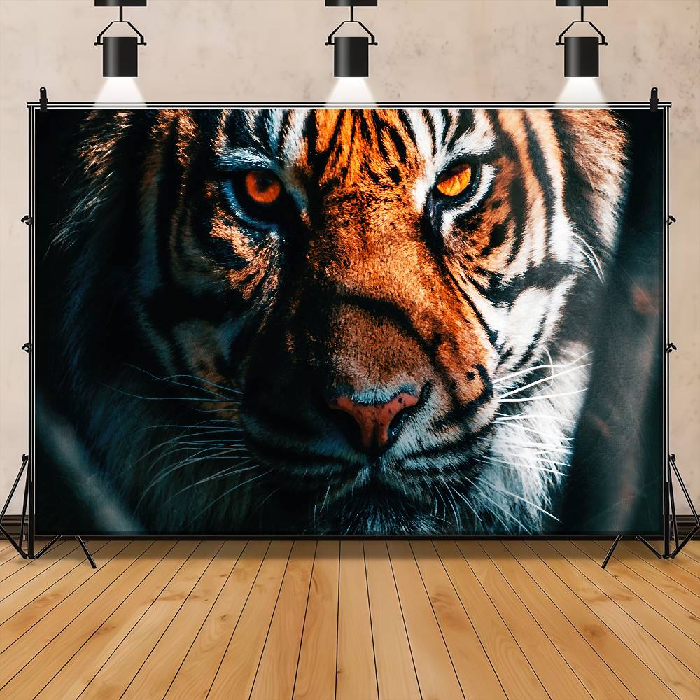 3D Dream Tiger Animal Background For Photography Bunny Easter Eggs Vintage Wood Board Kids Birthday Party Decor Backdrops
