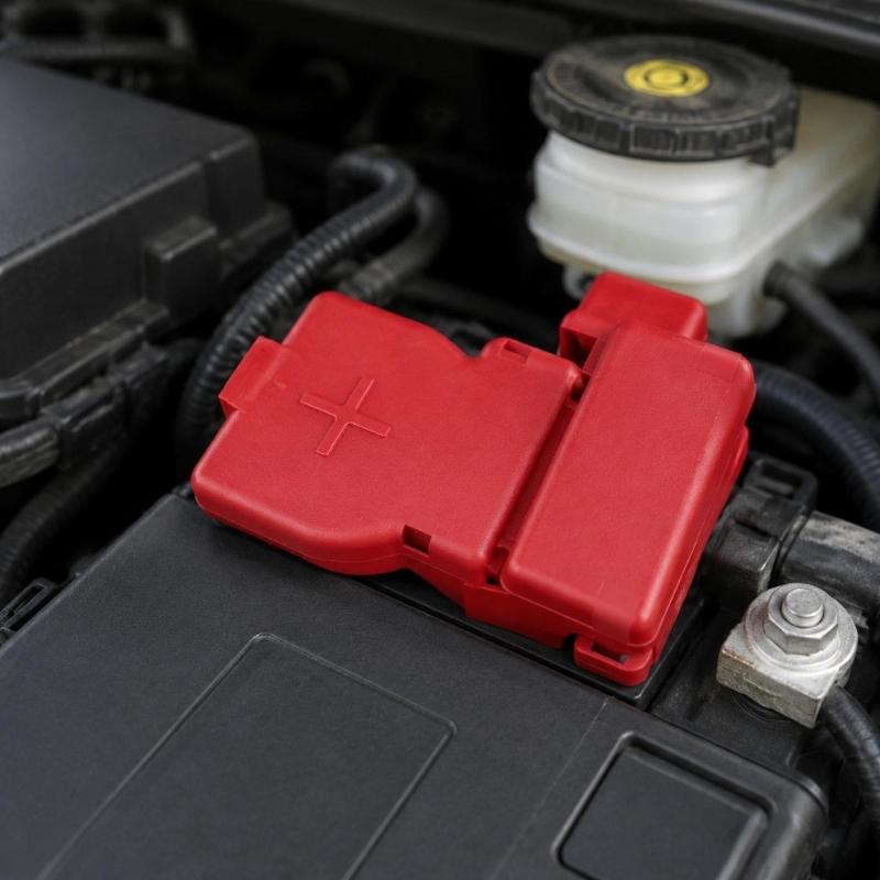 24345-79912 24345-2FP0B Battery Positive Terminal Cover, Red Hinged Clip-On Plastic Insulation Cap, Positive Post Protector Replacement Part