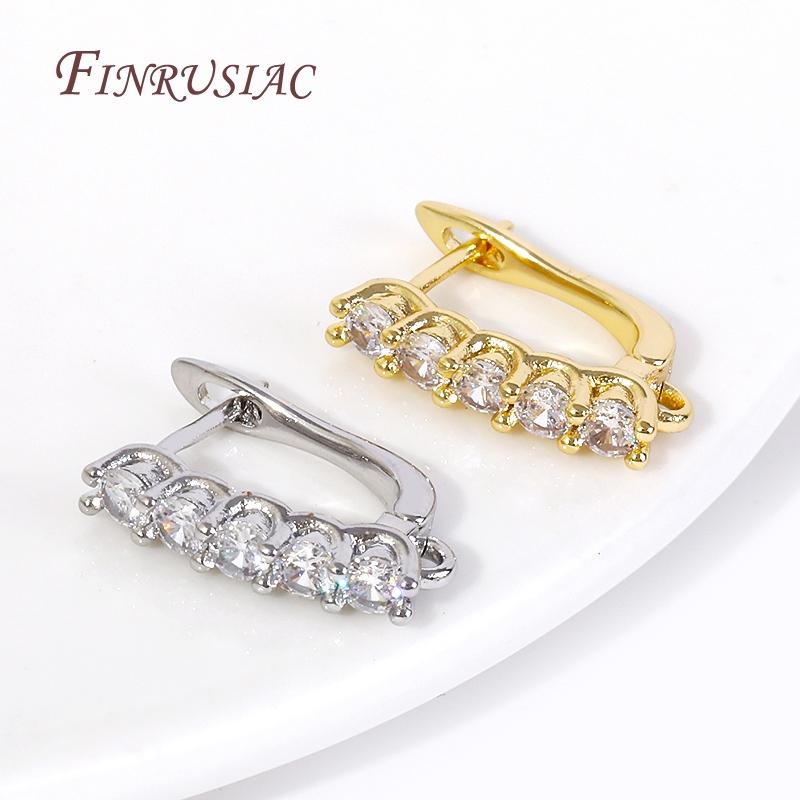 DIY Women's Earring Making Supplies 18K Gold Plated Creative Inlaid Zircon Earwire Fasteners Earring Hooks Accessories