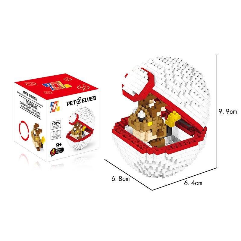 500-piece Poké Ball Building Block Set Micro Brick Diy Kids Gift Model Toy