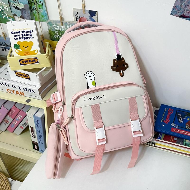 

Школьный рюкзак новый, высокоценный, в студенческом стиле, свежий и милый, рюкзак для учеников средней школы, легкий, для весенних прогулок розовый