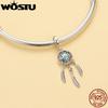 WOSTU 925 Silver Animal Cat Charm Pendant Heart Family Ladybug Bee Beads Fit Original Bracelet DIY Jewelry For Women