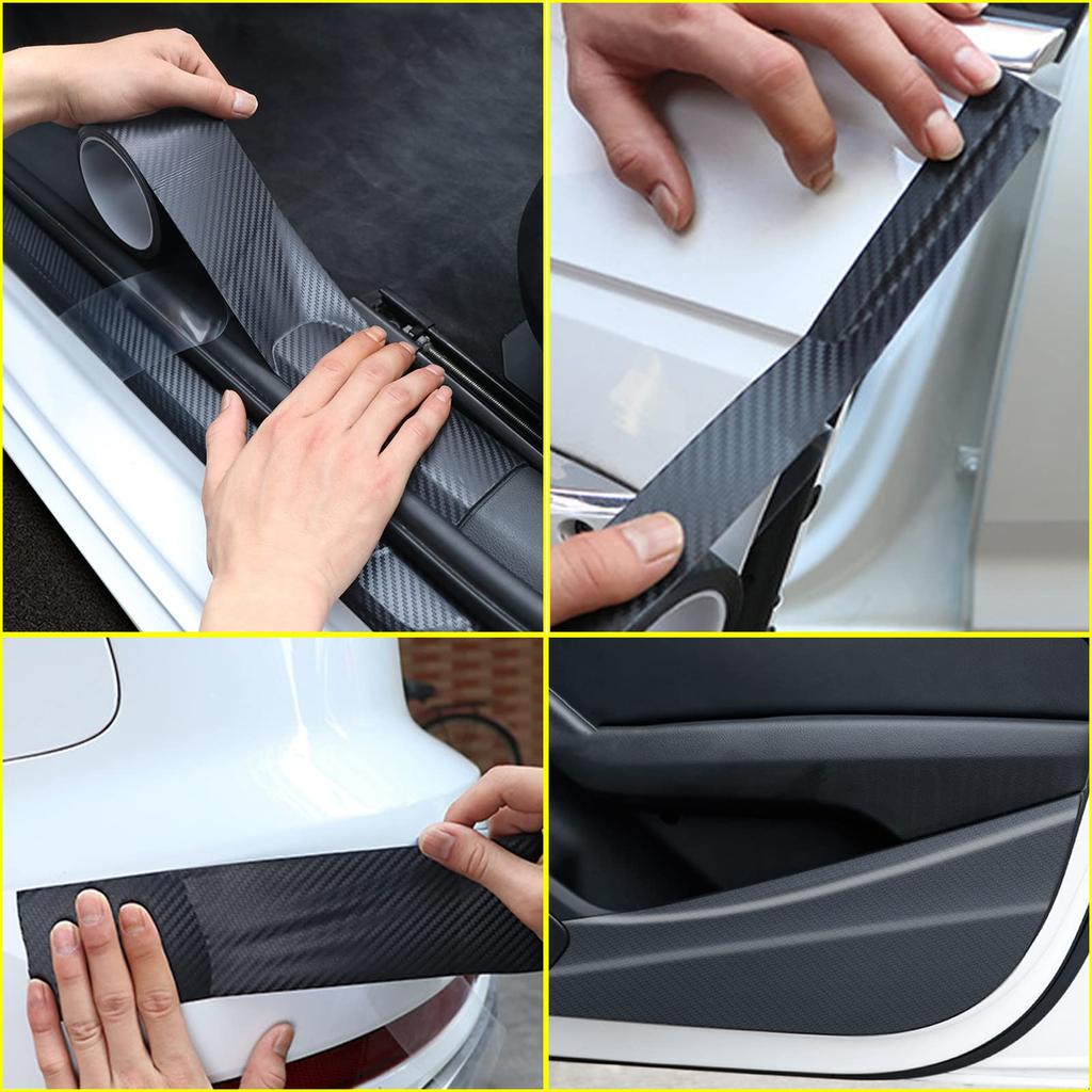 AUTOYUZU Car Door Protector Body Protection Side Step Scuff Bumper Carbon Scratch Stain Easy Black Base 3cm5m Film, Film, Film, Guard, Plate, Guard,