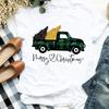 Women Lady Deer Animal Cartoon Print Printing Merry Christmas Womens Clothes Shirt T Tee For Tshirt