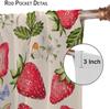 Strawberry Curtains, Vintage Rustic Colorful Bohemian Funny Butterfly Floral Leaves Fruit Seamless Pattern Drapes, Blackout Rod