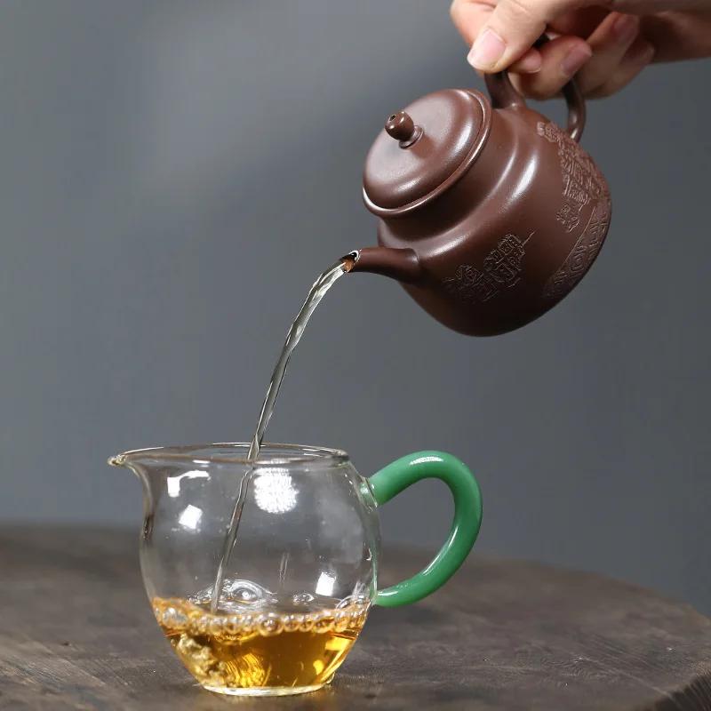 150ml Chinese Yixing Handmade Purple Clay Teapots Hand-carved Tea Pot Beauty Tea Infuser Kettle High-end Raw Ore Zisha Teaware