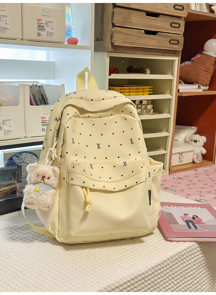 Schoolbag girly heart atmosphere polka dot bow versatile high value backpack female student schoolbag commuting simple backpack