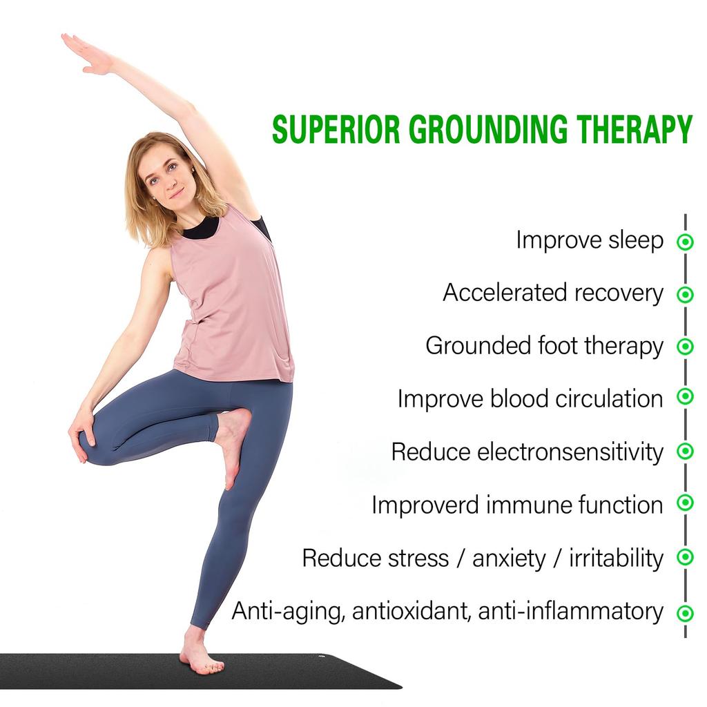 Grounding Mat,Mat Improves Sleep, 15ft Grounding CordGrounding Pad Kit, Earth Therapy for Foot Mat,Computer Mat, Sleep Mat, Pet Mat,(26.7 X 10 Inch)