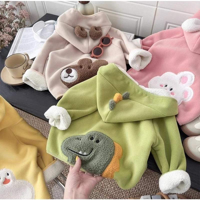 Kinder Wintermantel Verdickte Fleecejacke Cartoon Tier Kapuzenjacke Oberbekleidung Jungen Mädchen Warme Winter Kinderkleidung