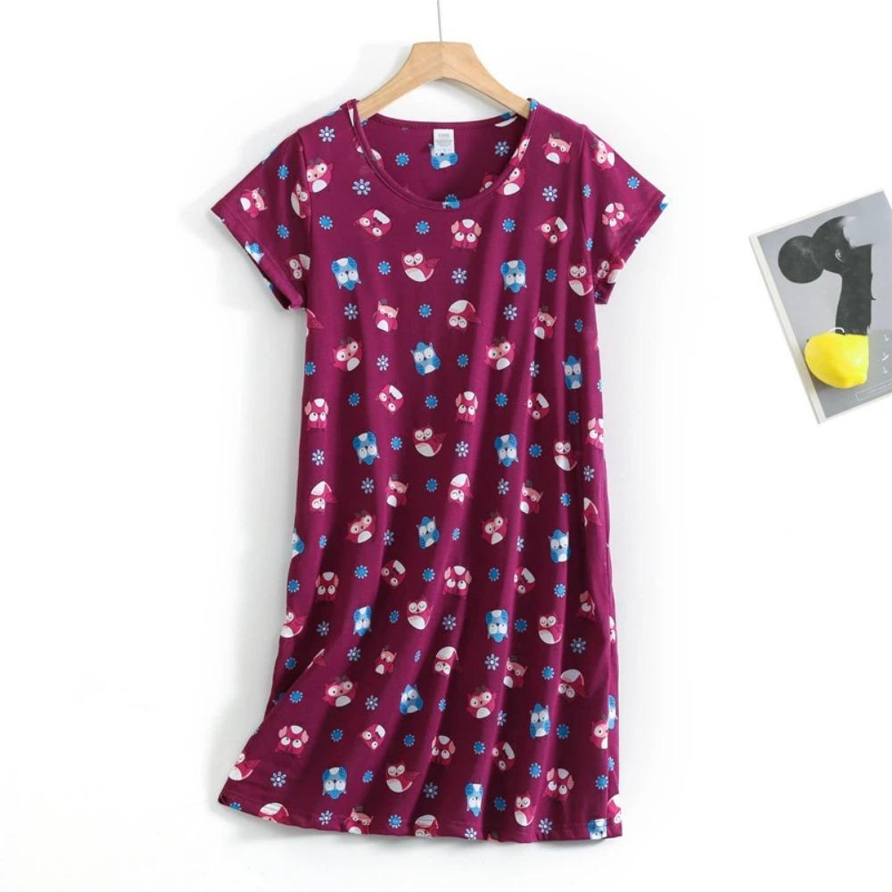 Fashion Casual Women Nightdress Short Sleeve Dresses Loose Fit Nightwear Home Clothes Nightie Loungewear Dresses