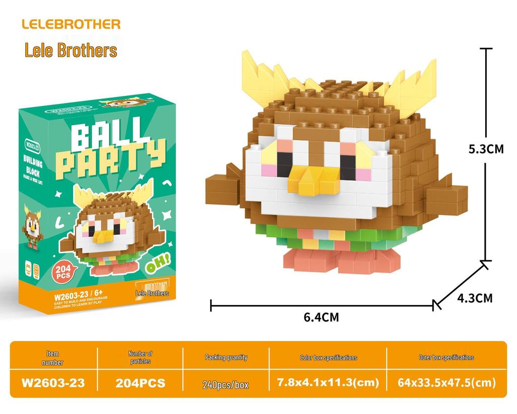 Lele Brothers W2603 Animal Egg Doll Micro Building Blocks for Children's Day Gift