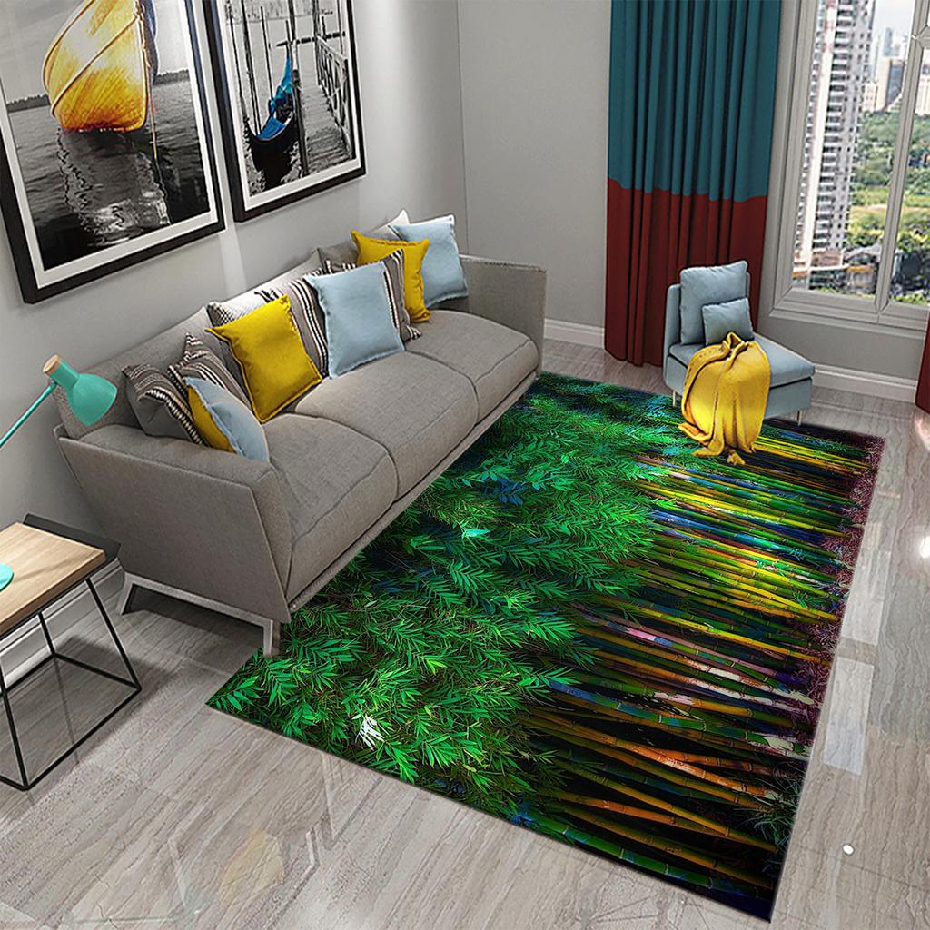 3D Green Bamboo Forest Bamboo Carpet for Bathroom Mat Plants Toilet Rugs Anti-Slip Mat Bedroom Living Room Floor Decor Carpets
