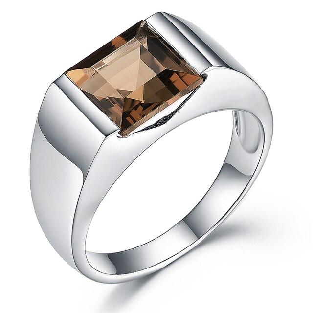 

Женское кольцо из стерлингового серебра 925 пробы, кольца из дымчатого кварца, трендовые квадратные на Хэллоуин простые классические ювелирные украшения на годовщину 6