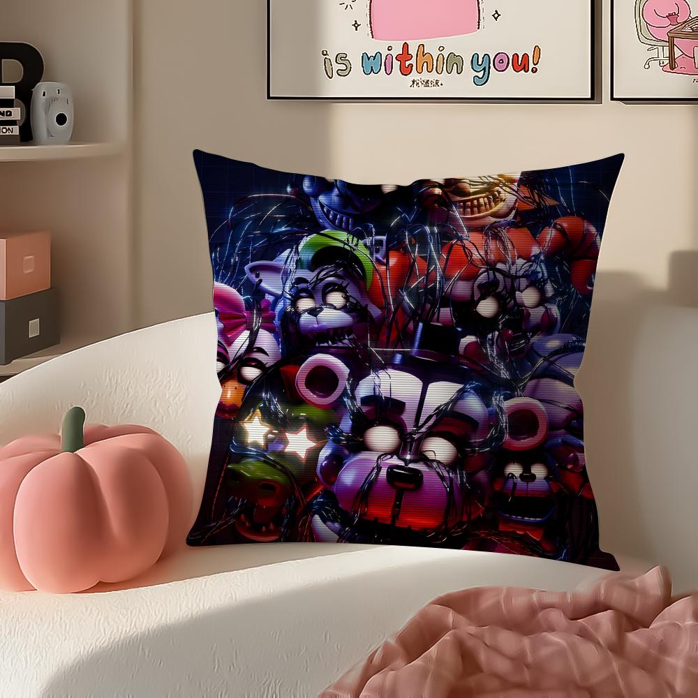 Horror Game FFive Nights At Freddys Cushion Cover Pillowcase Short Plush Invisible Zipper Room Sofa Cushion Cover