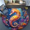 Seahorse Round Area Rug,Carpet Rug for Living Room Bedroom Sofa Playroom Decor,Non-slip Floor Mat